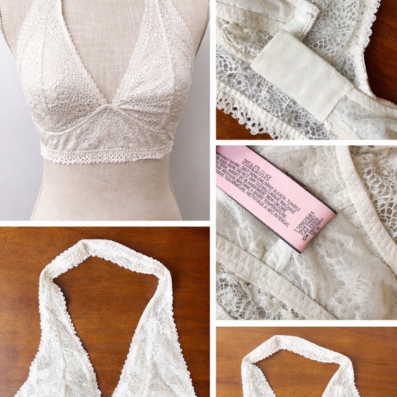 Victoria's Secret Other - Victoria's Secret Cream White Lace Halter Bralette Medium 11092581